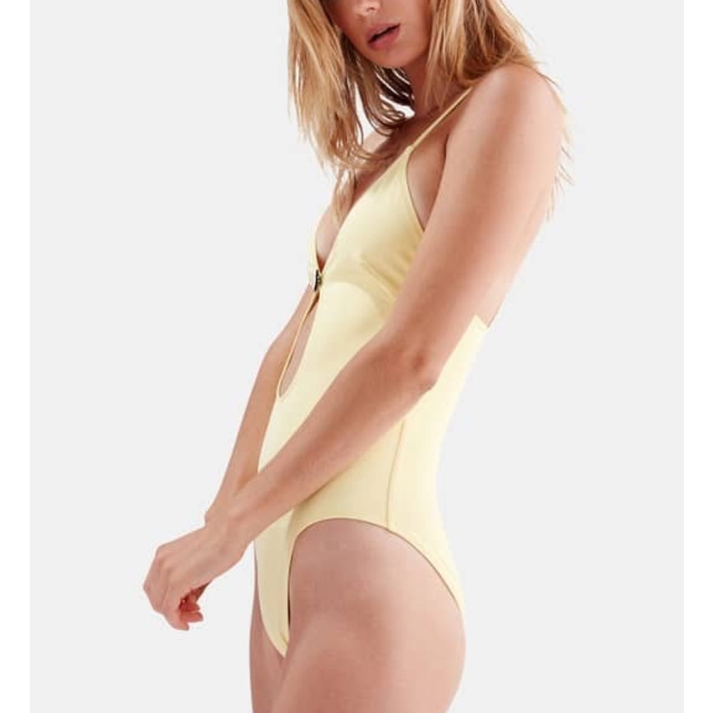 SOLID & STRIPED Kelsey One-Piece Bathing Suit, Pastel Yellow Flower, Size Medium